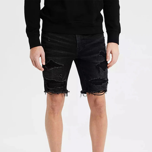 Shorts en jean vintage d'été personnalisés par le fabricant, coupe ample, style décontracté, broderie déchirée, pour hommes - Product Image 3