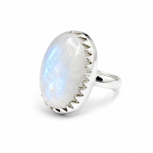 Wholesale Rainbow <b>Moonstone</b> Silver 925 Ring Oval Gemstone Classic Style Band <b>Jewelry</b> Affordable Price - Product Image 2