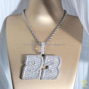 Pendentif de luxe en moissanite diamantée de 23 pouces avec chaîne cubaine entièrement sertie, collier hip-hop, bijoux - Product Image 4