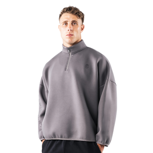Sweat-shirt polaire demi-zip pour homme, manches longues, coupe oversize, décontracté, pour l'entraînement, fournisseur OEM en gros - Product Image 2
