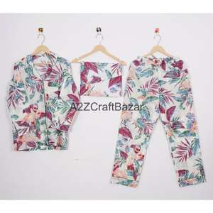 Pijamas de Manga Larga 100% Algodón para Mujer, Estampado Floral, Cintura Elástica, Conjunto de Pijama Suave y Transpirable, Ropa de Dormir para Verano - Product Image 6