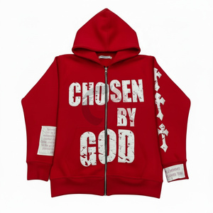 Sudadera con capucha OEM para hombre, con cremallera, estampada, 100% algodón, forro polar, cómoda, estilo urbano, lavado ácido 2026 - Product Image 1