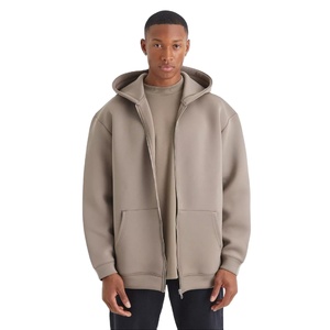 Nouveau Design respirant poche avant tenue décontracté blanc uni 100% coton à manches longues hommes surdimensionné personnalisation fermeture éclair sweats à capuche - Product Image 4