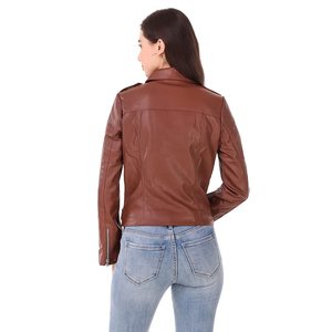 Vestes en cuir pour femmes avec logo personnalisé en gros – Vestes en cuir véritable ou similicuir PU, style court et tendance - Product Image 3