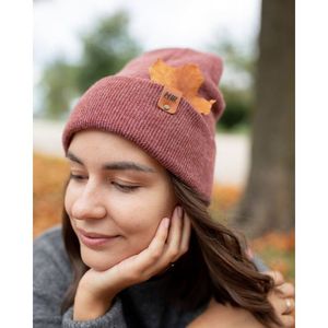 Set Tradizionale di Sciarpa, Cappello e Guanti in Tessuto Rustico Bordeaux con Polsini - Product Image 2