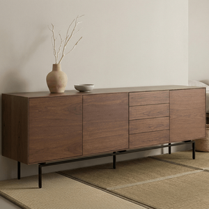 Armoire de rangement convertible scandinave en bois de teck massif Hoshi, écologique, pour chambre à coucher et salon - Product Image 1