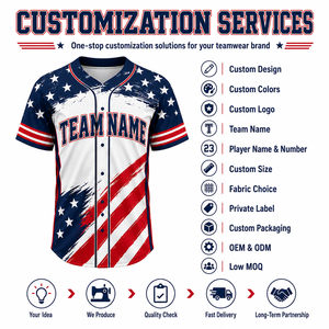 Maillot de baseball patriotique personnalisé, sublimé, à boutons, uniforme d'équipe, chemise à séchage rapide, fabricant OEM ODM - Product Image 6