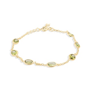 กำไลข้อมือเงินแท้ 925 ประดับเพอริดอททรงรีธรรมชาติจาก Memoria Jewels ขายส่ง - Product Image 2