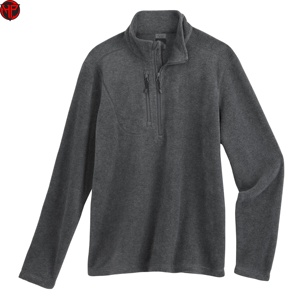 Veste polaire grise pour homme à col zippé, décontractée, respirante, tricotée, couleur unie, pour l'automne - Product Image 2