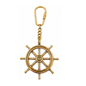 Porte-clés artisanal vintage en laiton en forme de roue de bateau, accessoire de collection nautique et maritime, cadeau - Product Image 5
