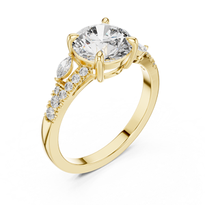 Exquisito Anillo de Diamantes Cultivados en Laboratorio con Corte Marquesa, Oro de 18k, 14k, 9k, Oro Rosa, Blanco, Amarillo, Banda Triple Pavé, Joyería Nupcial Ética - Product Image 6