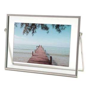 Vertical Metal <b>Picture</b> <b>Frame</b> Rectangle Hanging <b>Wall</b> Decor With Glass Panel And Fern Display - Product Image 4