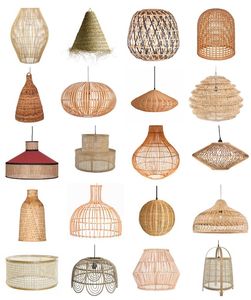 Lámpara colgante de ratán natural, moderna, tejida, para decoración de interiores del hogar. - Product Image 6