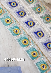 Bordure en dentelle brodée pour vêtements, mariage, mode, décoration, OEM, vente en gros, exportation, Inde - Product Image 2