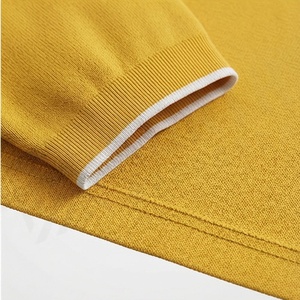 Polo en tricot uni pour homme, manches courtes, fermeture éclair, style décontracté, jaune - Product Image 6