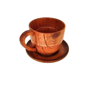 Solid Wood Tea <b>Cup</b> with Handle & <b>Saucers</b> Eco Friendly Drink <b>Cup</b> for Home Party tableware Use At Hot Selling Sale - Product Image 3