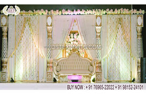 Pilar tallado dorado de estilo abierto, escenario de boda de estilo abierto, de estilo indio, para bodas - Product Image 2