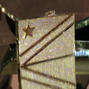 Pendentif drapeau personnalisé serti de diamants Moissanite, en argent sterling 925 plaqué or, bijoux hip-hop micro-pavé VVS - Product Image 2