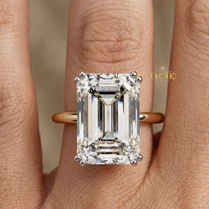แหวนหมั้นทองคำแท้ 14K ประดับมรกตทรงเหลี่ยมหรูหรา แหวนเจ้าสาวประดับมอสซาไนต์ทรงเหลี่ยมมรกต เครื่องประดับชั้นดี ของขวัญสำหรับเธอ - Product Image 5