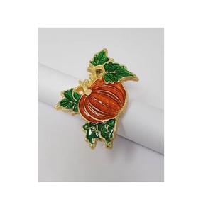 Anneaux de serviette en métal émaillé en forme de citrouille, design moderne, écologiques, pour décoration de table festive d'automne, Thanksgiving, mariage, hôtel - Product Image 1
