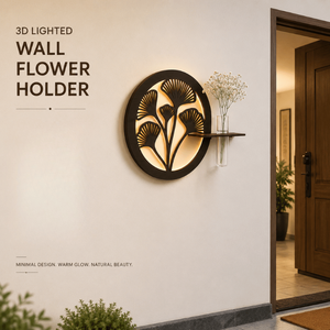 Modern <b>LED</b> Wall Shelf with Floral Laser Cut Design | Decorative Wooden Wall Lamp Shelf for Living Room Bedroom and Home Decor - Product Image 4