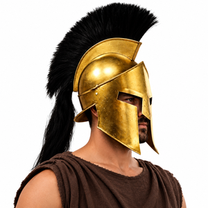 Réplica de casco griego hecho a mano en acero dulce con 4 acabados diferentes para exploradores de historia, recreaciones históricas, coleccionistas y espartanos. - Product Image 1