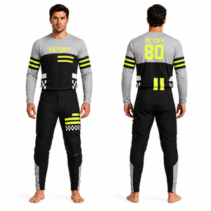 Ensemble maillot et pantalon de motocross personnalisé, jaune fluo, gris, noir, équipement MX, tenue de moto tout-terrain, vêtements de course moto - Product Image 1