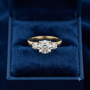 Bague de promesse tendance pour femme, personnalisée, en or massif 14 carats, classique, sertie de trois pierres en moissanite, cadeau idéal pour mariage - Product Image 4