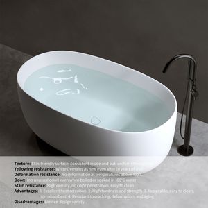 Vasca da Bagno Moderna Indipendente in Resina Effetto Pietra da 47FT con Scarico a Scomparsa e Troppopieno - Product Image 3