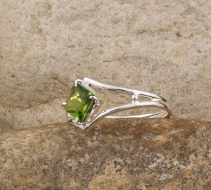 Minimalist 925 Sterling Silver Peridot Wedding <b>Ring</b> for Women Dainty <b>Plain</b> Band Thin Stackable Fine Jewelry - Product Image 1