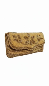 Pochette rectangulaire faite à la main avec fermeture éclair, broderie florale perlée, en coton, pour fêtes et voyages, ALI FASHION - Product Image 1
