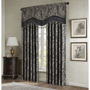 Asta finestra Jacquard Pocket mantovana con perline nere 50x18 "eleganti tende e mantovane - Product Image 5