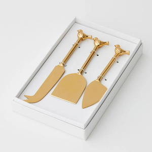 Brass <b>Cheese</b> <b>Set</b> 6 PCS Royal Gold Plated Brass <b>Cheese</b> <b>Set</b> With Designer Short Handle Sustainable Brass Handle <b>Cheese</b> Knives <b>Sets</b> - Product Image 3