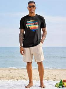 Camisetas de Manga Corta para Hombre Runcati, Camisetas con Estampado Gráfico, Cuello Redondo, Casuales, Camisetas Hawaianas Vintage para la Playa de Verano - Product Image 5