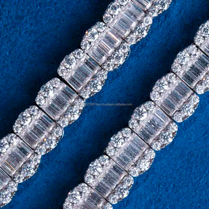 Venta caliente elegante Baguette Tennis Collar Iced Out S925 Vvs Diamond Chain Silver Moissanite Tennis Chain - Product Image 5