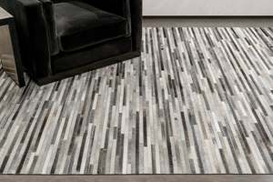 Tapis en cuir à rayures abstraites fait à la main tapis rectangulaire épais pour chambre à coucher, zone de prière et décoration de la maison - Product Image 2