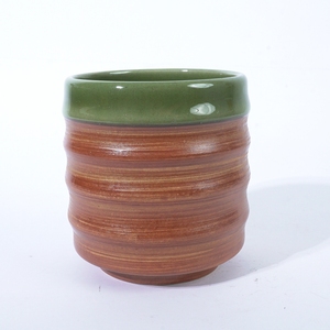 Mug à thé en céramique côtelée avec bordure émaillée ambre pour café, restaurant, hôtel - Product Image 2