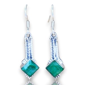 Pendientes Colgantes de Plata de Ley 925 con Esmeralda Natural en Forma de Cometa, Novedad, Joyería Elegante de Moda al por Mayor para Mujer - Product Image 1