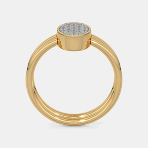 Anillo de oro amarillo con triple banda y racimo de diamantes ovalados - Product Image 4