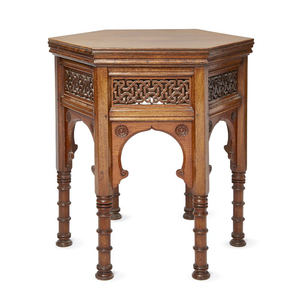 Mesa Auxiliar Octogonal Hecha a Mano con Incrustaciones de Hueso, Estilo Marroquí, Madera de Teca Vintage, con Intrincado Patrón Floral y Base Plegable - Product Image 3