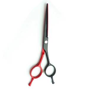 Professional Hair Scissors Stainless Steel Blade Red Black <b>Handle</b> <b>Long</b> <b>Handle</b> Right Handed Hairdressing <b>Shears</b> - Product Image 1