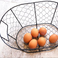 Panier à œufs en fil métallique noir, style rustique, campagnard chic, ferme, antique, cuisine française minimaliste moderne