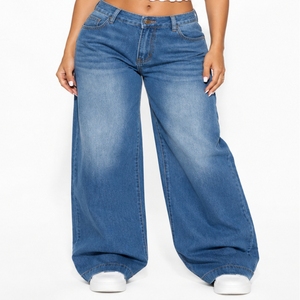<b>Women's</b> Wide Leg Denim <b>Jeans</b> High Waist <b>Soft</b> Fabric Stonewashed Regular Fit Full Length Casual Summer Vintage Style Comfortable - Product Image 1