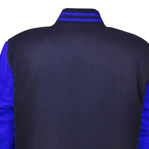 Men wholesale Varsity Men Letterman Baseball Black Wool Genuine Black Leather Sleeves Jackets - Product Image 5