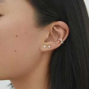 Manchette d'oreille en diamant pavé, taille ronde, cultivé en laboratoire, luxe moderne, sans perçage, bijoux fins minimalistes, or massif 10K 14K 18K, fabricant - Product Image 2