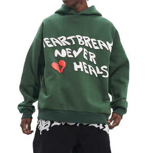 Prix de gros Nouveau design Sweat à capuche streetwear pour homme avec impression en relief, logo personnalisé, en coton épais, à épaules tombantes, sweats à capuche et sweat-shirts - Product Image 1