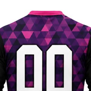ชุดวอลเลย์บอลชาย สีม่วงดำ แบบซับลิเมชั่น เสื้อแขนยาวและกางเกงขาสั้น ชุดกีฬาระบายอากาศได้ดี เหมาะสำหรับการฝึกซ้อม - Product Image 5