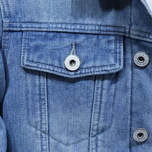 เสื้อแจ็คเก็ตยีนส์ผู้ชายสำหรับฤดูหนาว สีฟ้าอ่อน สไตล์คาวบอย เสื้อคลุมยีนส์อุ่นบุขนสัตว์ ซับในขนแกะหนา เสื้อแจ็คเก็ตยีนส์บุขนสำหรับผู้ชาย - Product Image 5