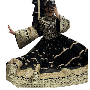 Vestidos afganos de diseño personalizado a bajo precio para mujer, 100% bordados a mano de alta calidad, vestidos afganos kuchi para bodas y fiestas formales. - Product Image 1