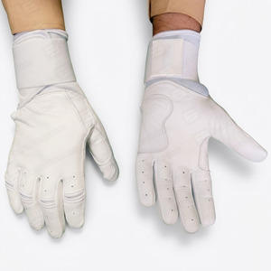 Longue manchette couleur blanche sur mesure Softball frappeur gants de sport véritable peau de vache Cabretta cuir gants de Baseball gants de frappeur - Product Image 1